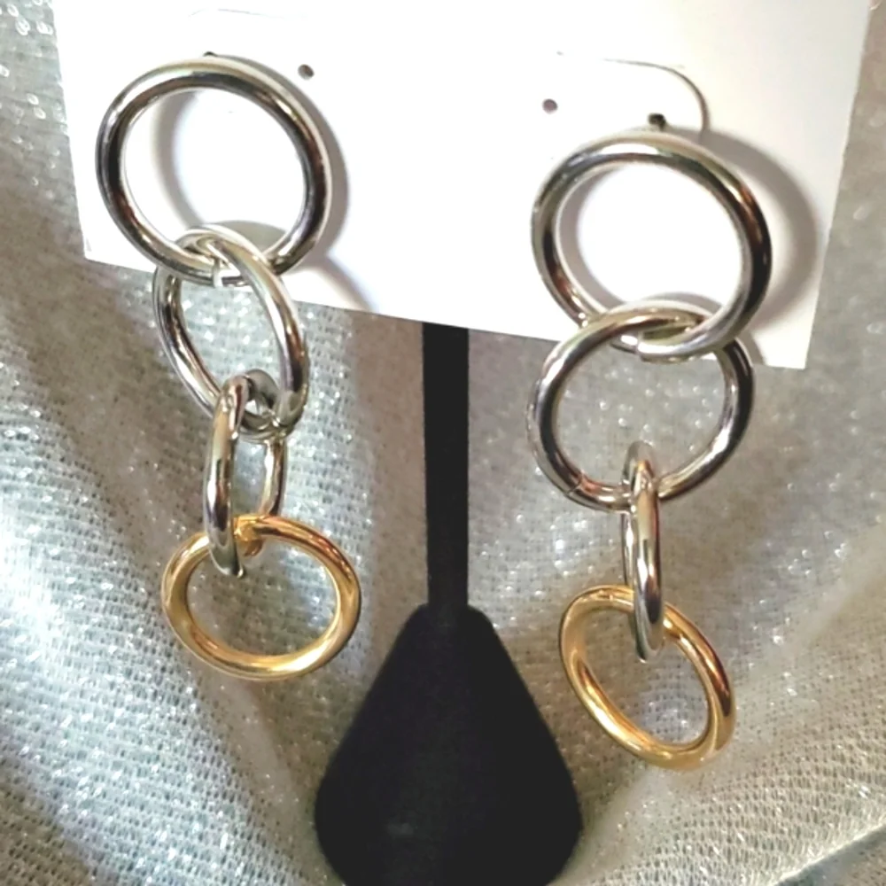 Silver Tone with‎ Gold Tone Earrings